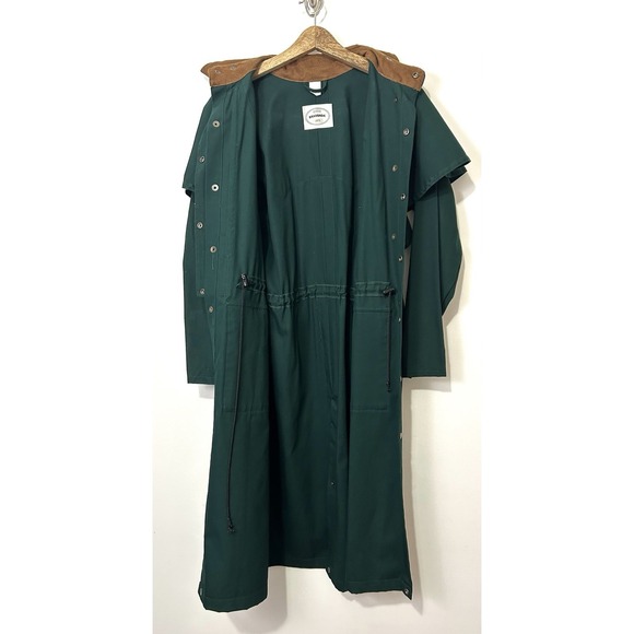 Brassada Drovers Coat Size Medium Long Forest Green Cattle Rancher Rodeo Western - Picture 9 of 12